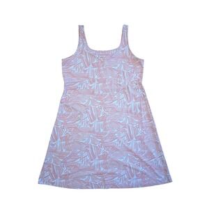 Columbia PFG Freezer III Dress Womens Large Pink White Abstract Palm Sleeveless